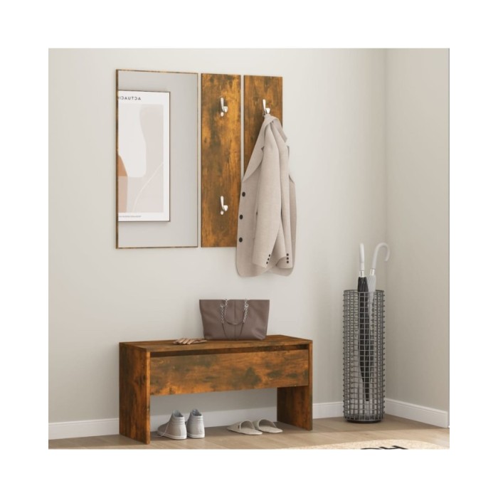 Ensemble de meubles de couloir Chêne fumé Bois d'ingénierie