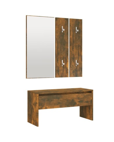 Ensemble de meubles de couloir Chêne fumé Bois d'ingénierie