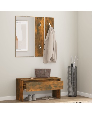 Ensemble de meubles de couloir Chêne fumé Bois d'ingénierie