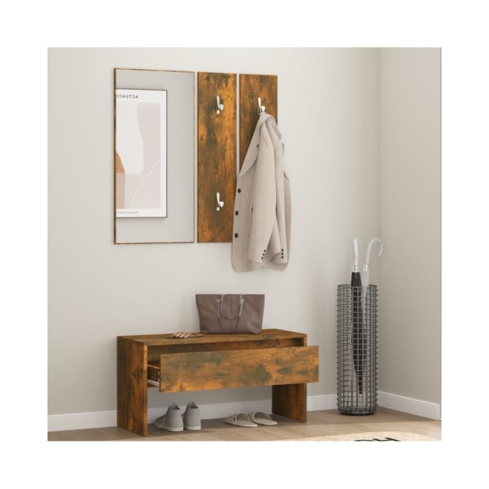 Ensemble de meubles de couloir Chêne fumé Bois d'ingénierie