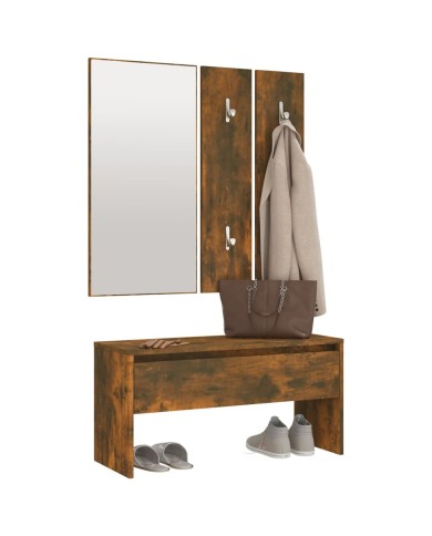 Ensemble de meubles de couloir Chêne fumé Bois d'ingénierie