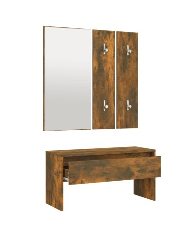 Ensemble de meubles de couloir Chêne fumé Bois d'ingénierie