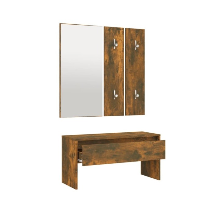 Ensemble de meubles de couloir Chêne fumé Bois d'ingénierie