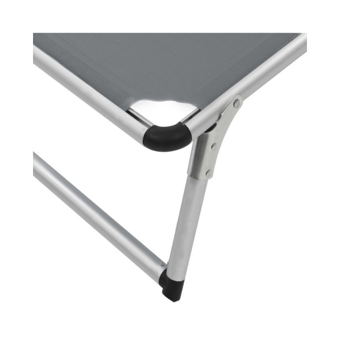 Chaise longue pliable avec auvent Aluminium et textilène Gris