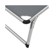 Chaise longue pliable avec auvent Aluminium et textilène Gris