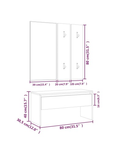 Ensemble de meubles de couloir Sonoma gris Bois d'ingénierie