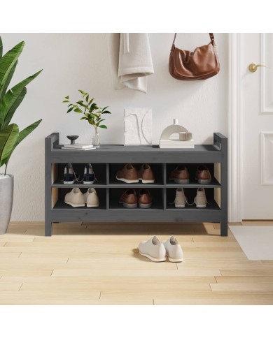 Banc d'entrée Gris 110x40x60 cm Bois de pin massif