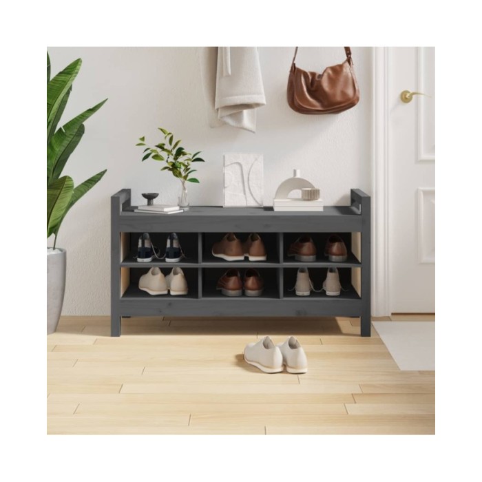 Banc d'entrée Gris 110x40x60 cm Bois de pin massif