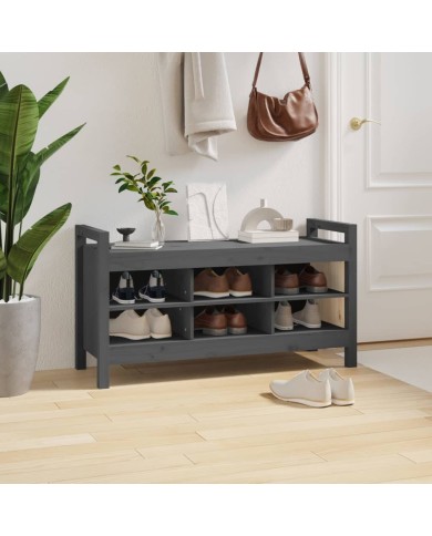 Banc d'entrée Gris 110x40x60 cm Bois de pin massif