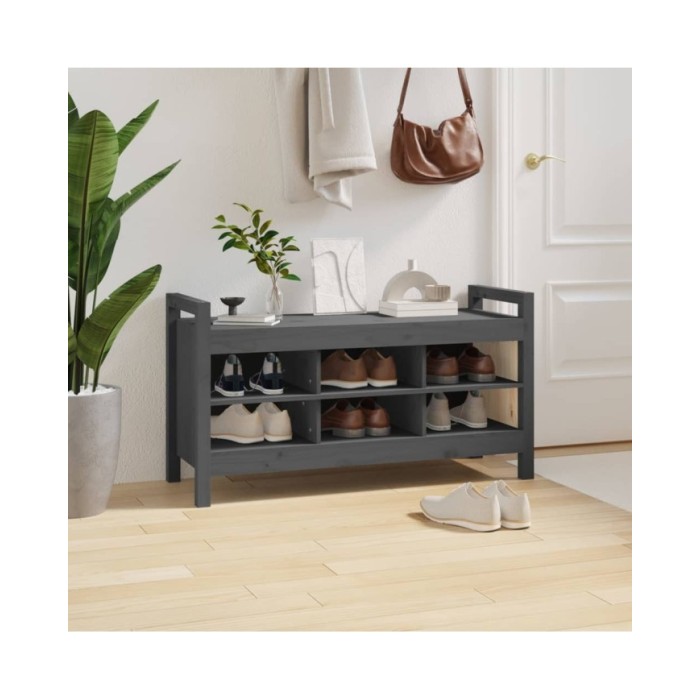 Banc d'entrée Gris 110x40x60 cm Bois de pin massif
