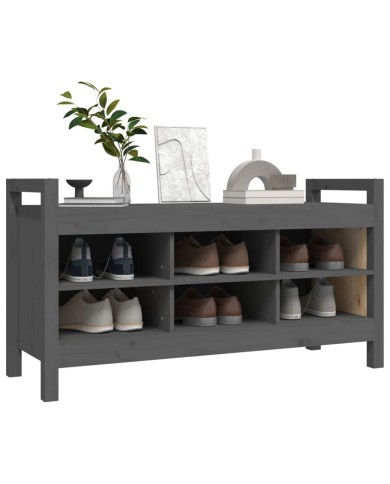 Banc d'entrée Gris 110x40x60 cm Bois de pin massif
