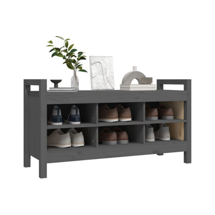 Banc d'entrée Gris 110x40x60 cm Bois de pin massif