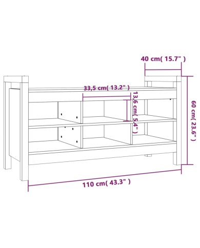 Banc d'entrée Gris 110x40x60 cm Bois de pin massif