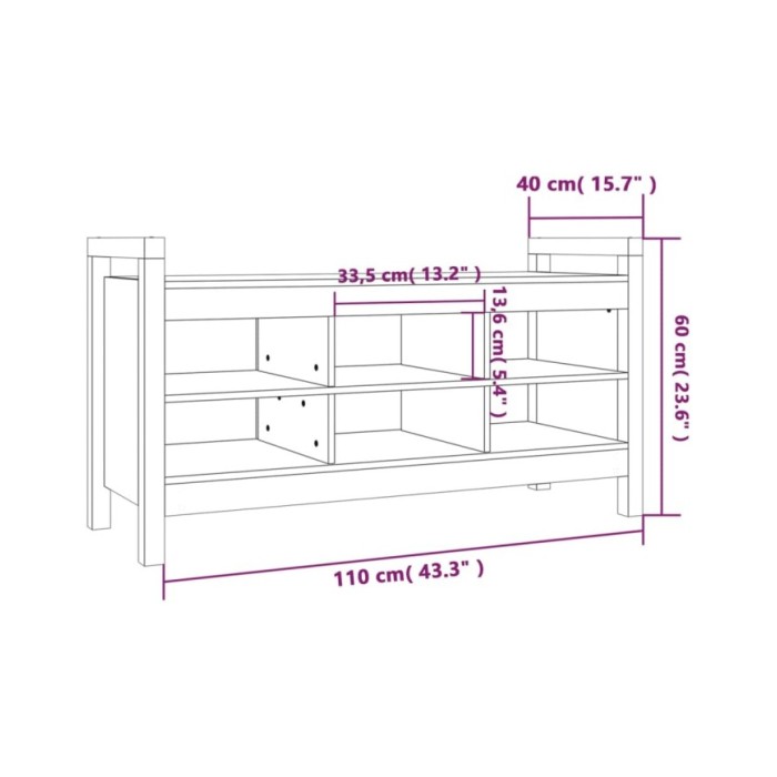 Banc d'entrée Gris 110x40x60 cm Bois de pin massif