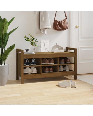 Banc d'entrée Marron miel 110x40x60 cm Bois de pin massif