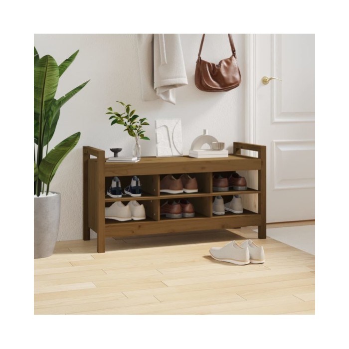 Banc d'entrée Marron miel 110x40x60 cm Bois de pin massif