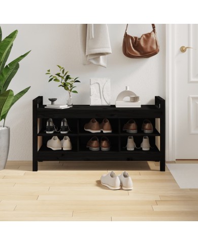 Banc d'entrée Noir 110x40x60 cm Bois de pin massif