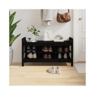 Banc d'entrée Noir 110x40x60 cm Bois de pin massif