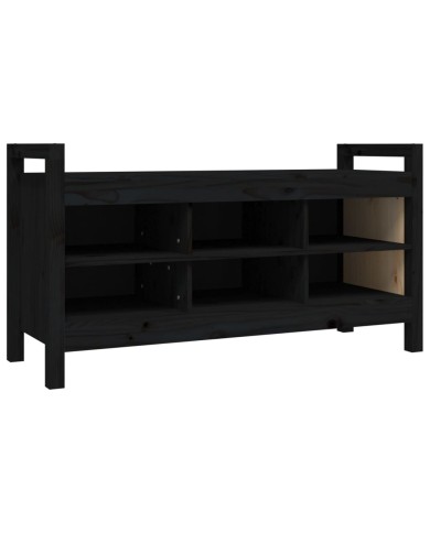 Banc d'entrée Noir 110x40x60 cm Bois de pin massif