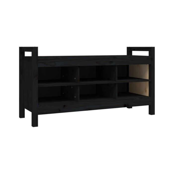 Banc d'entrée Noir 110x40x60 cm Bois de pin massif