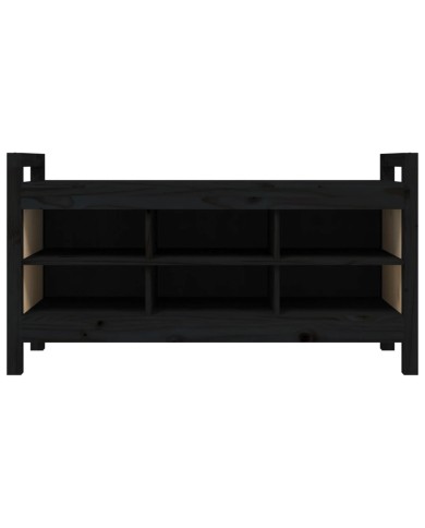Banc d'entrée Noir 110x40x60 cm Bois de pin massif