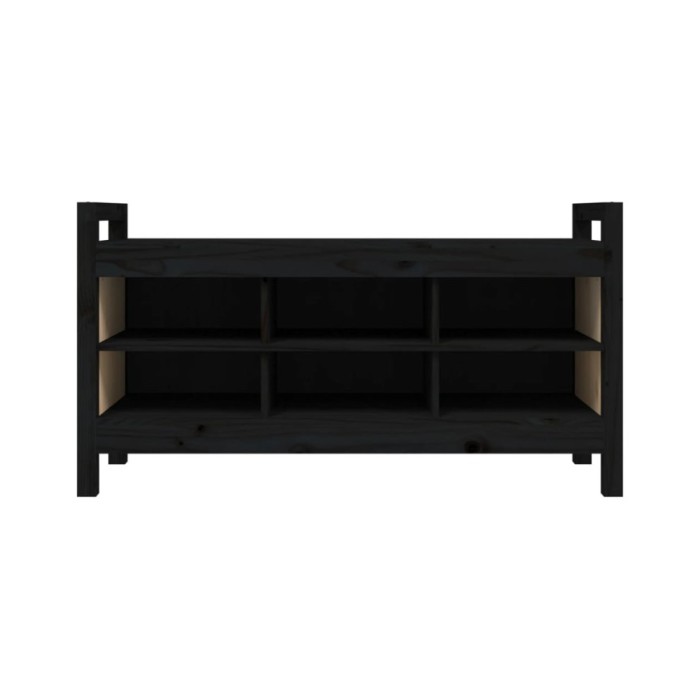 Banc d'entrée Noir 110x40x60 cm Bois de pin massif