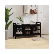 Banc d'entrée Noir 110x40x60 cm Bois de pin massif