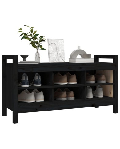 Banc d'entrée Noir 110x40x60 cm Bois de pin massif