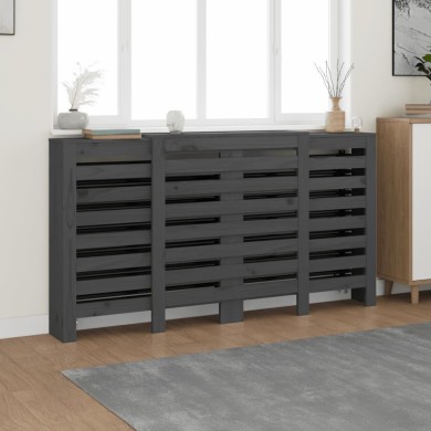 Cache-radiateur Gris 210x21x85 cm Bois massif de pin