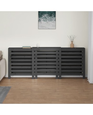 Cache-radiateur Gris 210x21x85 cm Bois massif de pin
