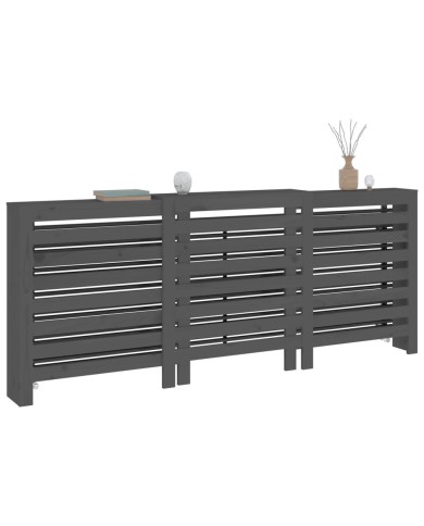Cache-radiateur Gris 210x21x85 cm Bois massif de pin
