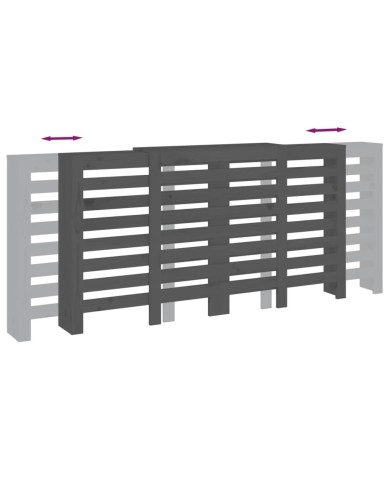 Cache-radiateur Gris 210x21x85 cm Bois massif de pin