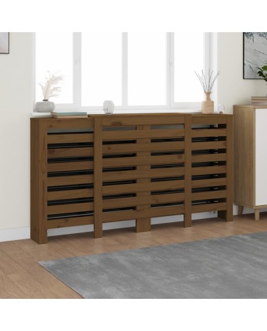 Cache-radiateur Marron miel 210x21x85 cm Bois massif de pin