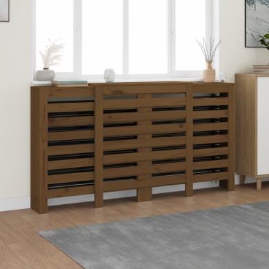 Cache-radiateur Marron miel 210x21x85 cm Bois massif de pin