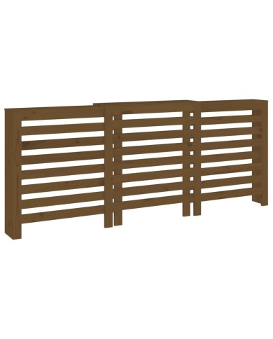 Cache-radiateur Marron miel 210x21x85 cm Bois massif de pin