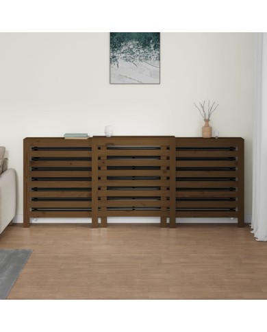 Cache-radiateur Marron miel 210x21x85 cm Bois massif de pin