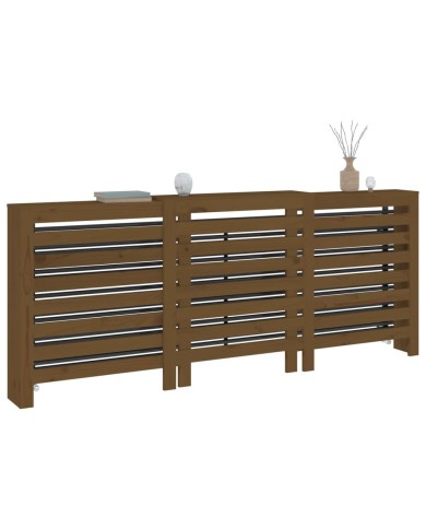 Cache-radiateur Marron miel 210x21x85 cm Bois massif de pin