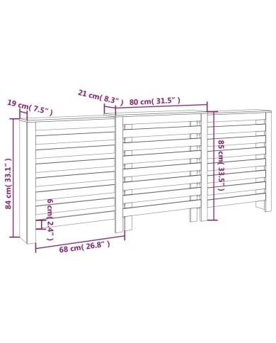 Cache-radiateur Marron miel 210x21x85 cm Bois massif de pin