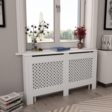 Cache-radiateurs 2 pcs Blanc 152x19x81,5 cm MDF