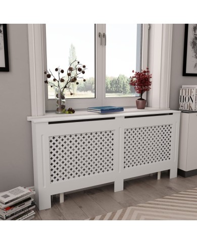 Cache-radiateurs 2 pcs Blanc 152x19x81,5 cm MDF