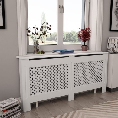 Cache-radiateurs 2 pcs Blanc 152x19x81,5 cm MDF