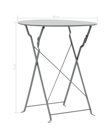 Mobilier de bistro 3 pcs Acier Gris