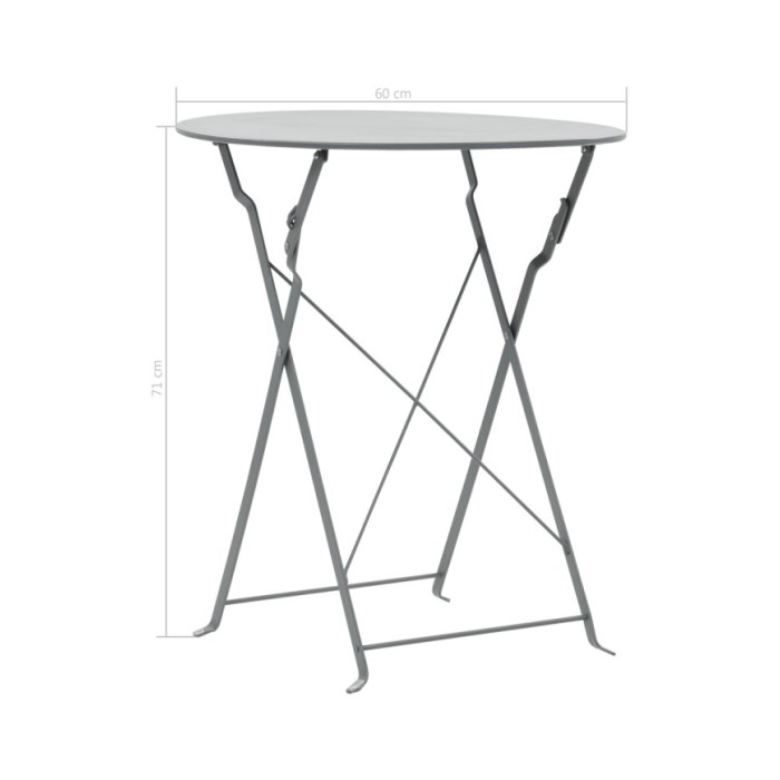 Mobilier de bistro 3 pcs Acier Gris