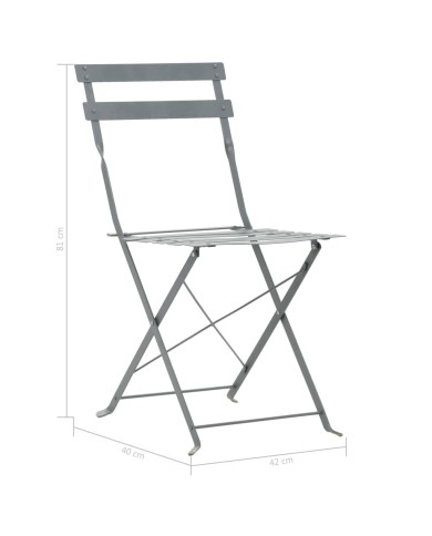 Mobilier de bistro 3 pcs Acier Gris