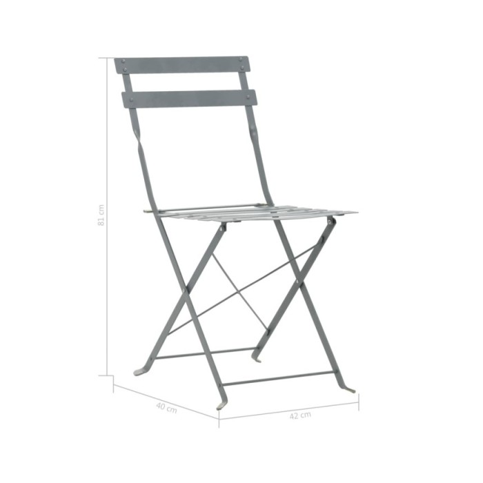 Mobilier de bistro 3 pcs Acier Gris