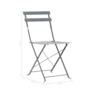 Mobilier de bistro 3 pcs Acier Gris