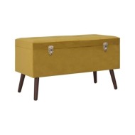 Tabourets de rangement 3 pcs Jaune moutarde Velours