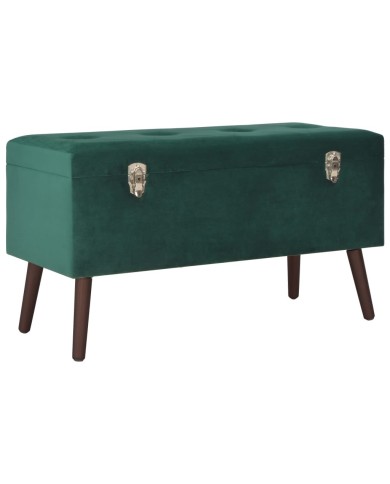 Banc avec compartiment de rangement Vert 80 cm Velours