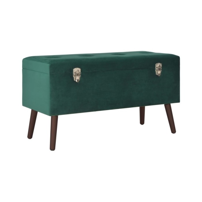 Banc avec compartiment de rangement Vert 80 cm Velours