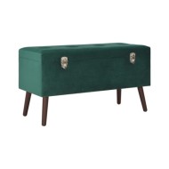 Banc avec compartiment de rangement Vert 80 cm Velours